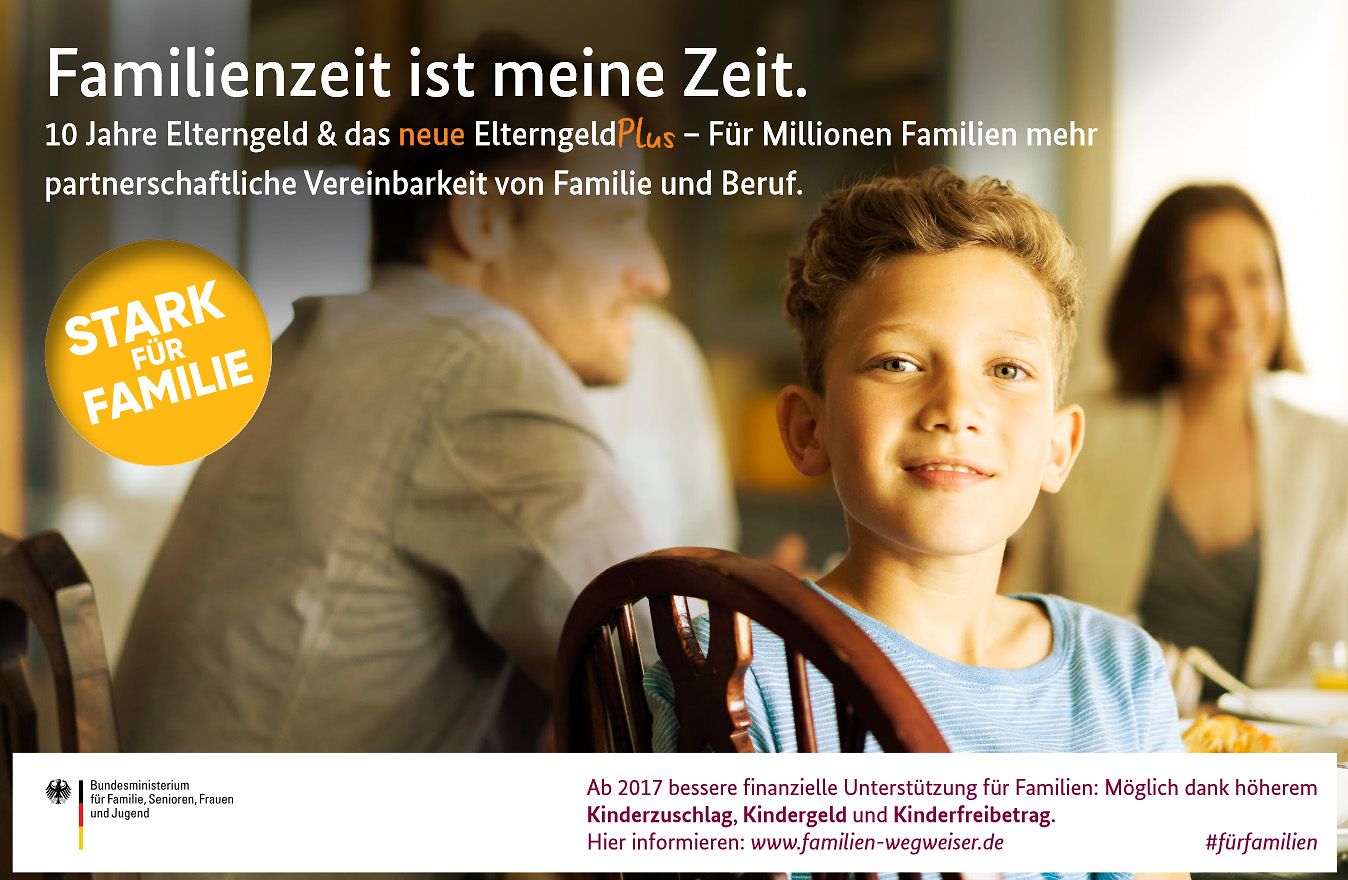 Kampagnenmotiv für 10 Jahre Elterngeld: "Familienzeit ist meine Zeit."