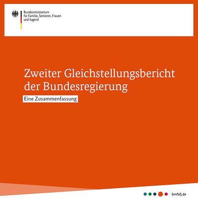 Titelseite der Broschüre "Zweiter Gleichstellungsbericht der Bundesregierung - Eine Zusammenfassung"