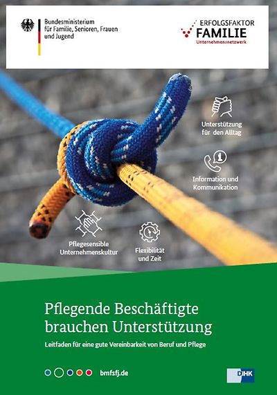 Titelseite Broschüre "Pflegende Beschäftigte brauchen Unterstützung"