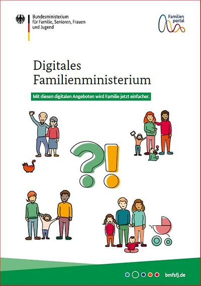 Titelseite Flyer "Digitales Familienministerium" Handreichung für Beraterinnen und Berater