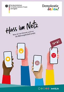 Titelseite der Broschüre "Hass im Netz - Was wir tun können und wo die Meinungsfreiheit endet"