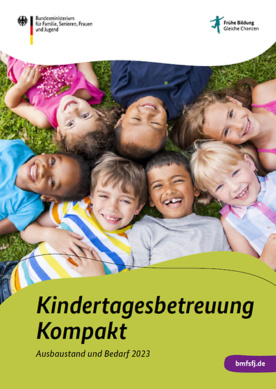 Titelseite der Publikation "Kindertagesbetreuung Kompakt - Ausbaustand und Bedarf 2023"