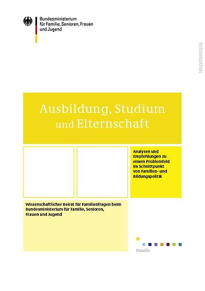 Titelseite der Broschüre Ausbildung, Studium und Elternschaft