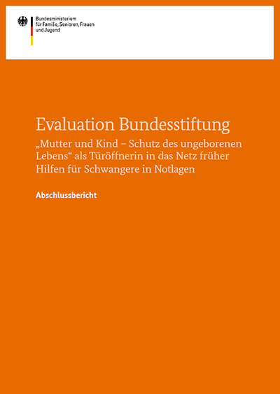 Titelseite der Evaluation Bundesstiftung "Mutter und Kind - Schutz des ungeborenen Lebens"