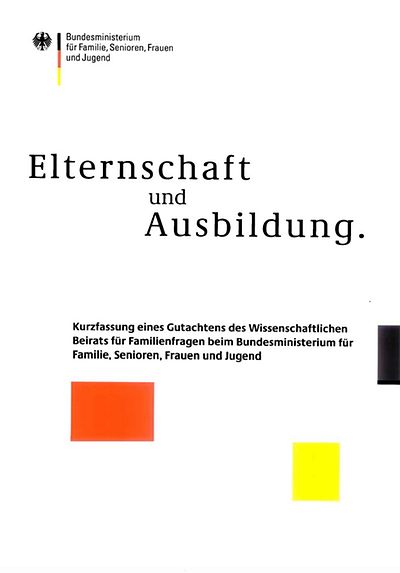 Foto: Deckblatt der Publikation "Elternschaft und Ausbildung"