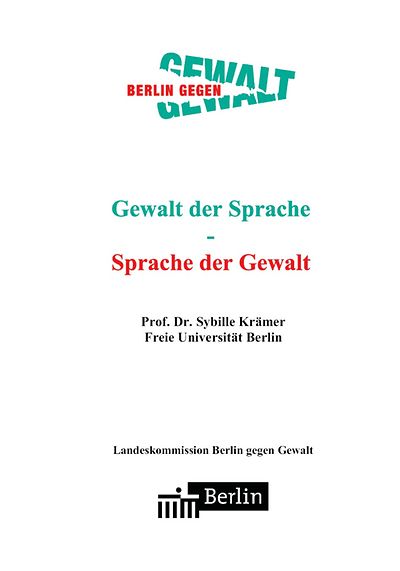 BMFSFJ - Gewalt Der Sprache - Sprache Der Gewalt