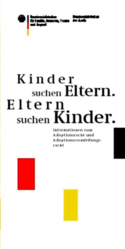 Cover des Flyers Kinder suchen Eltern. Eltern suchen Kinder